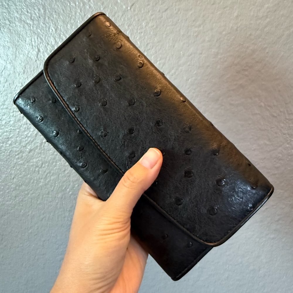 Black Ostrich Leather Wallet